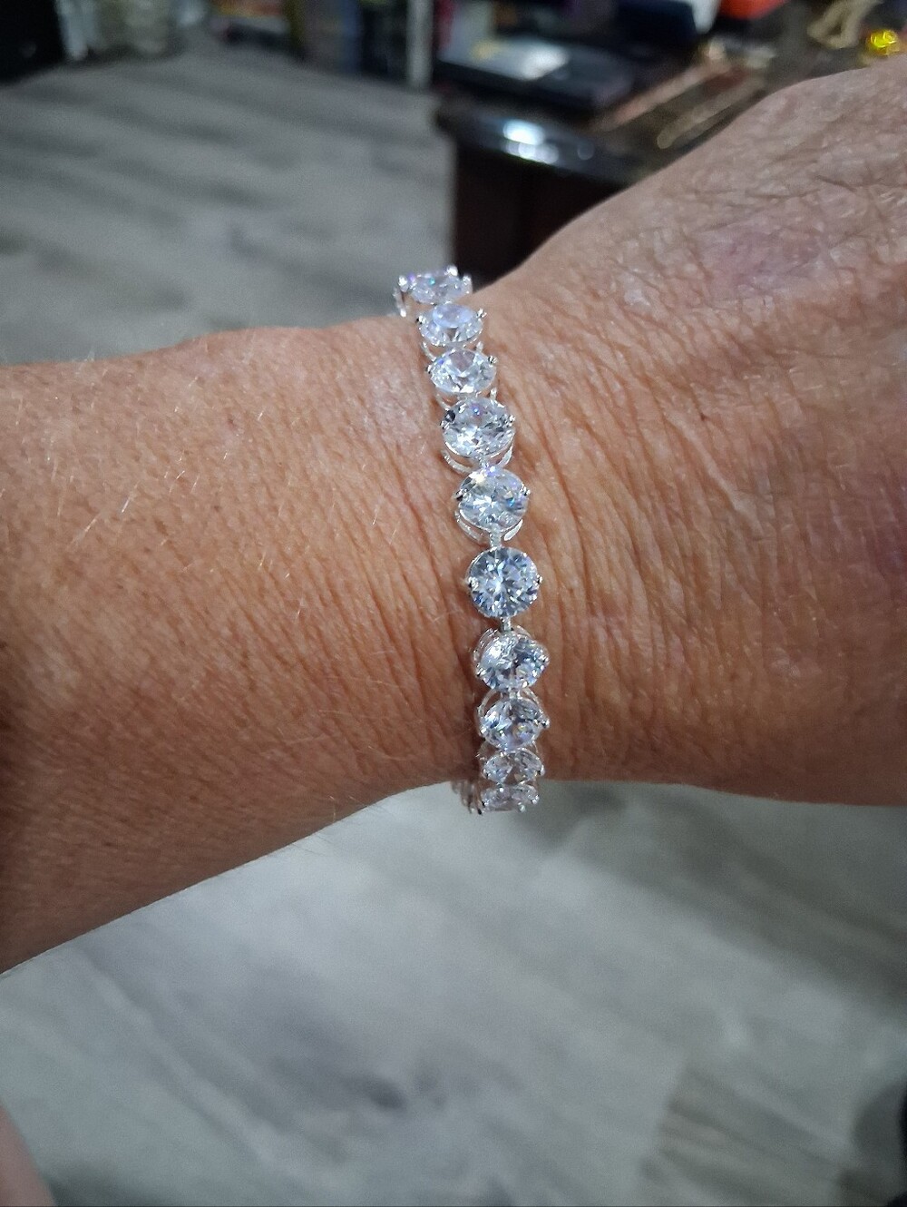 .925 Sterling Silver 25+ Ctw CZ Ten̈nis Bracelet 7.5" Double Safety Clasp